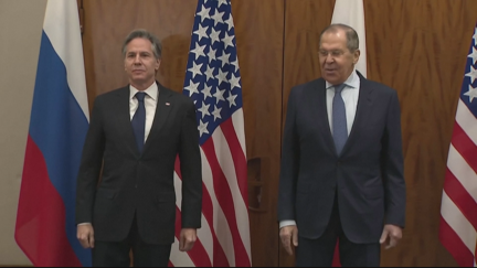 Blinken y Lavrov antes de la reunión de Ginebra.