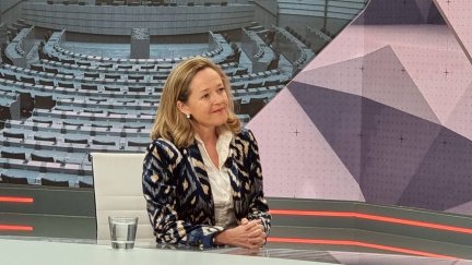 Nadia Calviño, durante su entrevista en Buenos Días Aragón. / CARTV