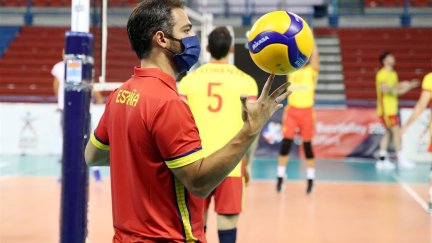Miguel Rivera, en una concentración anterior de la selección española.