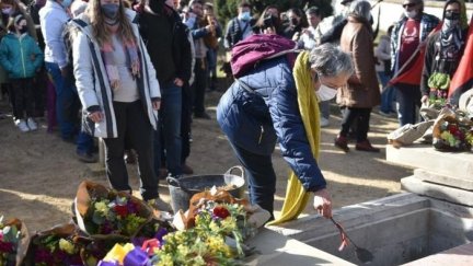 Homenaje a los 26 vecinos de Angüés fusilados en la Guerra Civil. /Foto: EP.