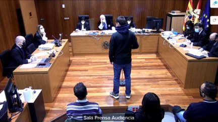 La víctima, durante su declaración este martes en la Audiencia de Zaragoza.