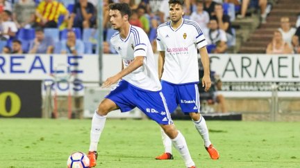 Erik Morán durante un encuentro con el Real Zaragoza.