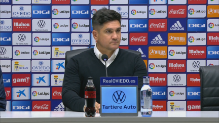 Xisco Muñoz, en la sala de prensa del Carlos Tartiere.
