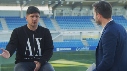 Xisco Muñoz durante la entrevista en Aragón Deporte.
