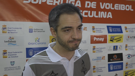 Miguel Rivera atiende a Aragón Deporte tras el encuentro de este viernes.