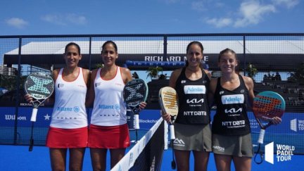 Las hermanas Sánchez Alayeto antes del encuentro de este sábado.