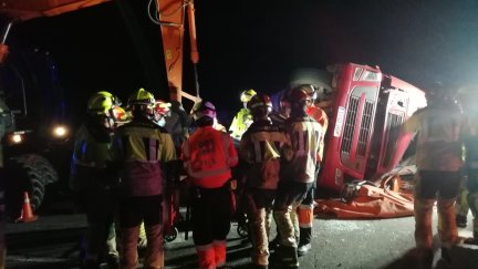 Herido grave el conductor de un vehículo articulado al salirse de la vía y volcar en la A-138, en Mediano (Huesca). / EUROPA PRESS