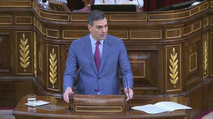 Pedro Sánchez durante su comparecencia de este miércoles en el pleno del Congreso.
