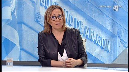 La consejera de Presidencia, Mayte Pérez, durante su entrevista en Buenos Días Aragón, de Aragón TV.