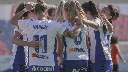 Celebración de un gol del Zaragoza CFF. Foto: Zaragoza CFF.