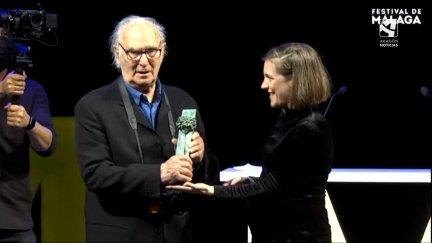 Carlos Saura, recibiendo la Biznaga de Honor.