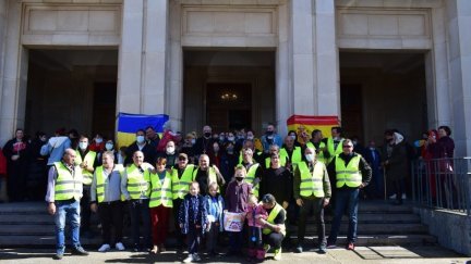 Uno de los grupos de refugiados que ha llegado a Aragón.
