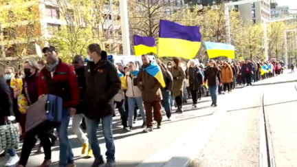 Cientos de personas han participado en la marcha en favor de Ucrania.