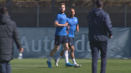 Jorge Pulido se ejercita junto a Mikel Rico. Foto: Aragón Deporte.