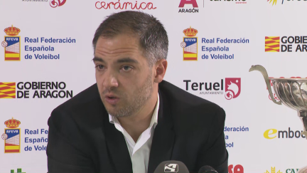 Miguel Rivera, durante la despedida. Foto: Aragón Deporte.