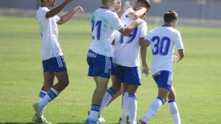 Celebración de un gol del Deportivo Aragón. Imagen: Real Zaragoza.