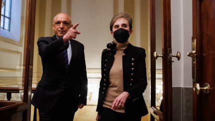 El secretario general del Grupo Socialista en el Congreso de los Diputados, Rafael Simancas, y la directora del Centro Nacional de Inteligencia (CNI), Paz Esteban./EUROPA PRESS