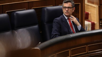 El ministro Félix Bolaños en el Congreso de los Diputados, este jueves. (Marta Fernández / Europa Press)