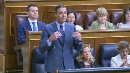 El presidente del Gobierno, Pedro Sánchez, durante la sesión de control de este miércoles.