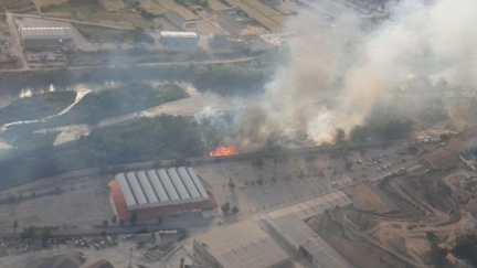 Imagen de la zona afectada por el incendio de este miércoles en Fraga./GOBIERNO DE ARAGÓN