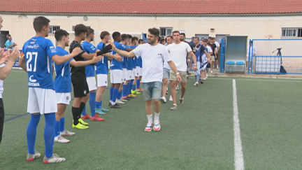 Los jugadores del Utebo FC han sido homenajeados este domingo.