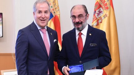 Javier Lambán y Jorge Mas en su primer encuentro. Foto: Real Zaragoza