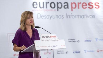 La ministra de Educación y FP, Pilar Alegría, interviene en un desayuno informativo de Europa Press. / Foto: EP.