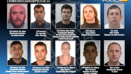 Imagen de los 10 fugitivos buscados. Fuente: Policía Nacional.