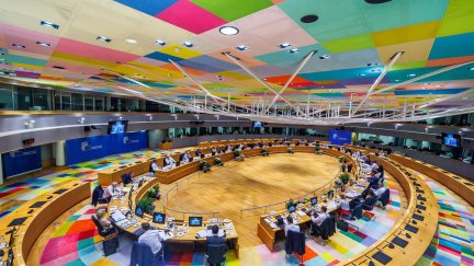 Reunión extraordinaria de la Unión Europea en el edificio Europa en Bruselas, Bélgica. (EFE/EPA/Olivier Matthys).