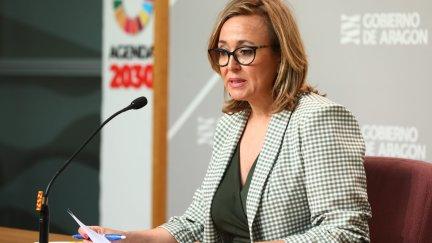 Mayte Pérez, durante la rueda de prensa posterior al Consejo de Gobierno de este miércoles. / Gobierno de Aragón