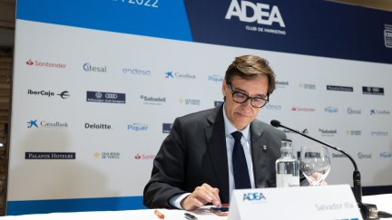 El primer secretario del Partido Socialista Catalán (PSC), Salvador Illa, este martes en la inauguración del Foro ADEA en Zaragoza. / Europa Press