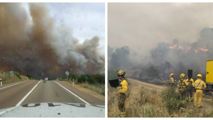 Imágenes del incendio que se ha iniciado en Castejón de Tornos. / BRIF Daroca