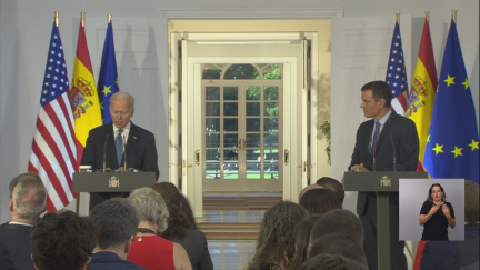 Biden y Sánchez, en su comparecencia conjunta en la Moncloa.