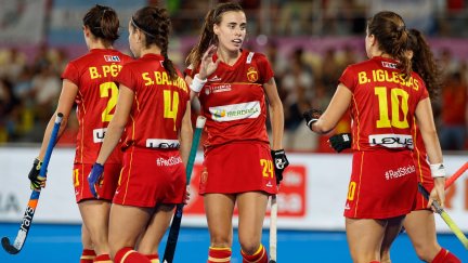 Instante del partido de España. Foto: RFEH.