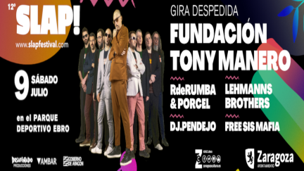 Cartel del Slap! Festival se celebrará el sábado 9 de julio en el Parque Deportivo Ebro de Zaragoza.