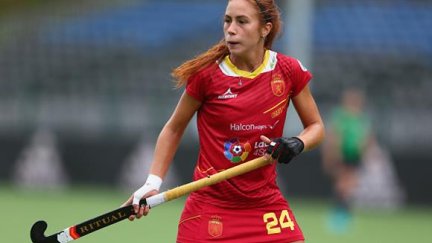 Begoña García durante un encuentro con la Selección Española.