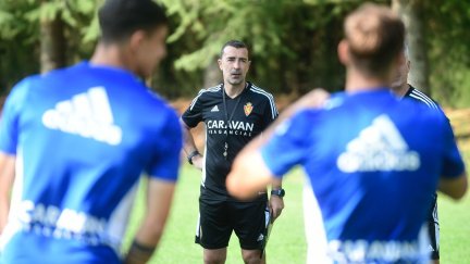Juan Carlos Carcedo ayer durante el primer entrenamiento en Boltaña
