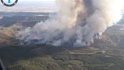 Imagen aérea del incendio de Ateca. Gobierno de Aragón