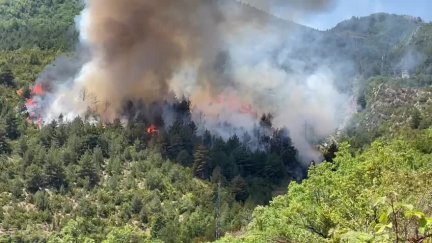Imagen del incendio declarado en Bonansa (Huesca)./ Autor: José Manuel Iglesias.