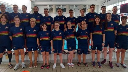 Los componentes de la selección de natación en los European Games Virtus.