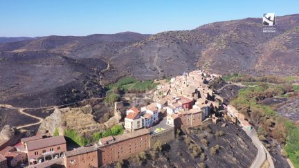 La localidad zaragozana de Moros tras el incendio.
