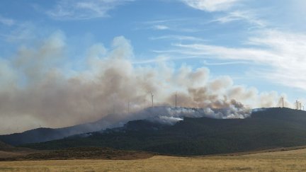 Vista del incendio desde la Muela de Borja./ Alejandro Hernández.