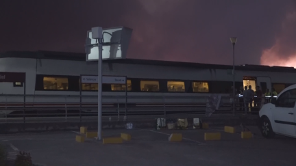 El tren afectado en la estación de Caudiel. / Forta.