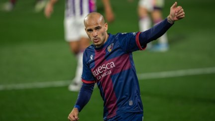 Sandro Ramírez, en un partido con la SD Huesca.