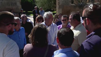 Imagen de Olona, Sánchez Quero y algunos alcaldes este lunes.