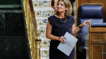 La ministra de Transición Ecológica, Teresa Ribera durante la sesión extraordinaria en el Congreso de los Diputados. / EFE
