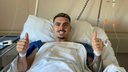 Joaquín Muñoz, tras ser operado. Foto: SD Huesca.