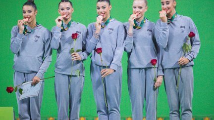 Equipo español en el Mundial de Sofía. Foto: RFEGimnasia