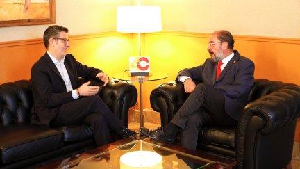 Primer encuentro entre Javier Lambán y Félix Bolaños en el Edificio Pignatelli. / Gobierno de Aragón