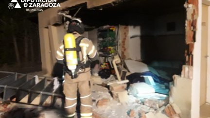 Así han quedado los vestuarios tras el siniestro. / Foto: Bomberos Diputación Zaragoza.